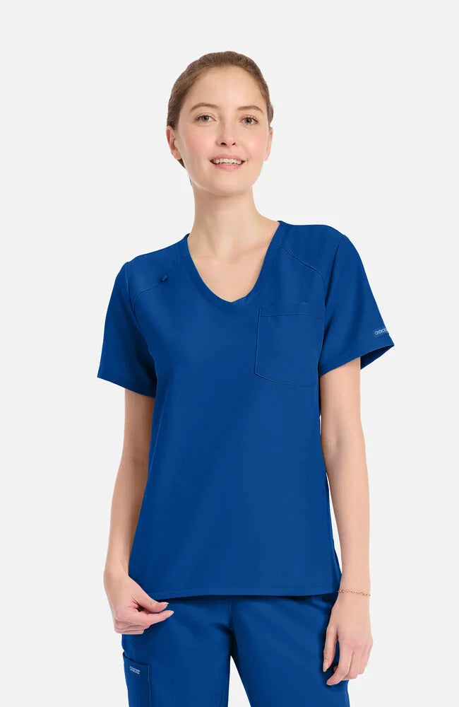 Women's Tuck-In Curved V-Neck Scrub Top- CK954A