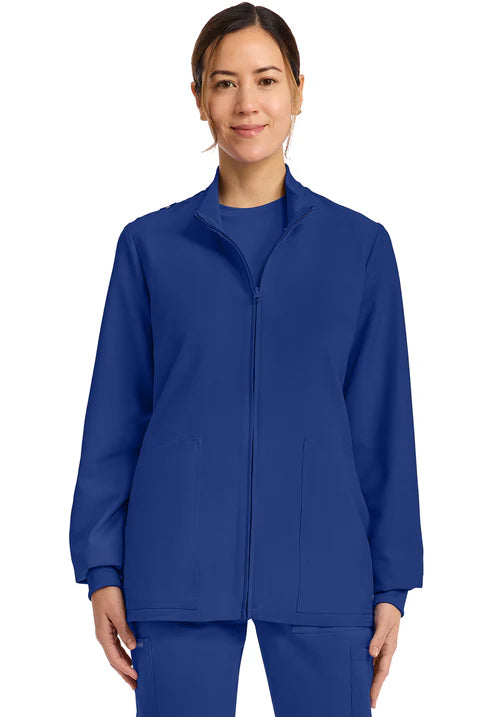 CK00013A- Women's 2-Pocket Zip Front Scrub Jacket