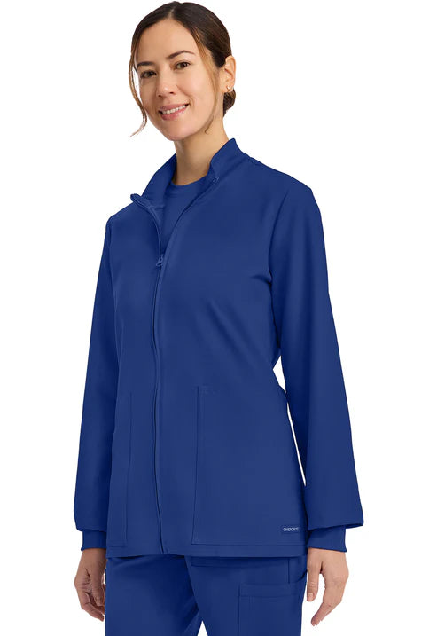 CK00013A- Women's 2-Pocket Zip Front Scrub Jacket