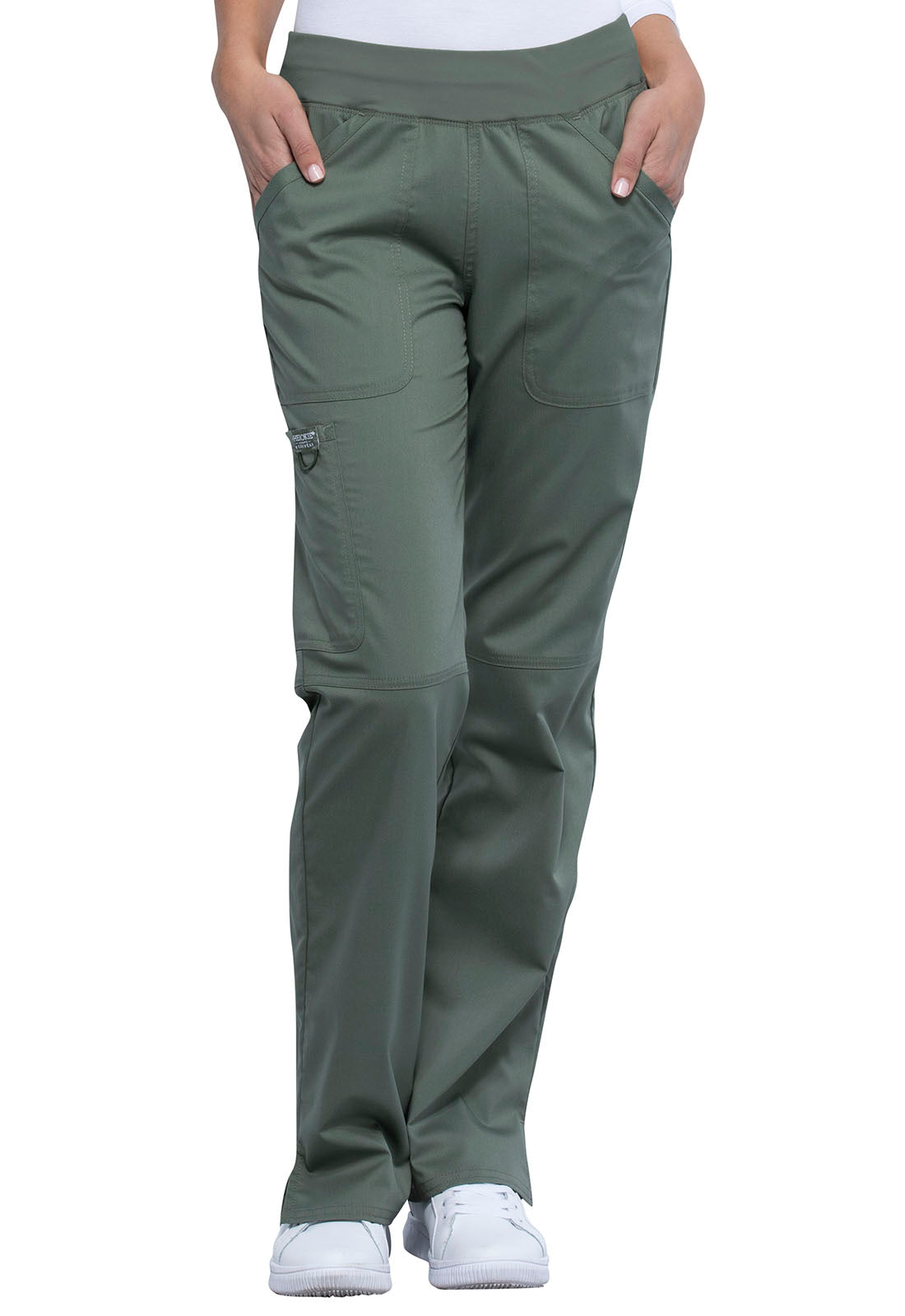 Mid Rise Straight Leg Pull-on Pant- Petite- WW110P- Olive
