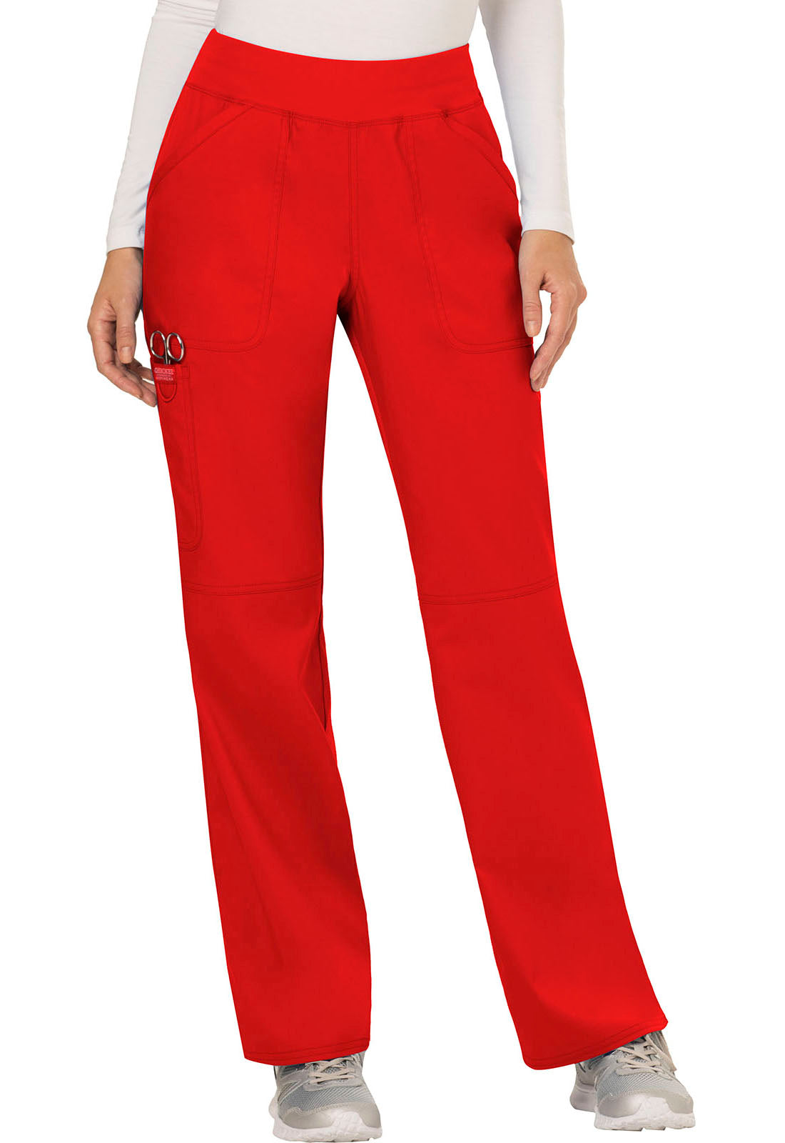 Mid Rise Straight Leg Pull-on Pant- Petite- WW110P- Red