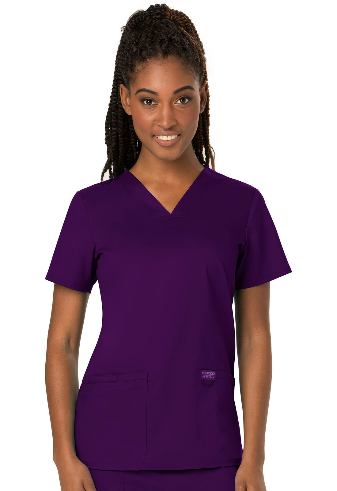 V-Neck Top- WW620- Eggplant