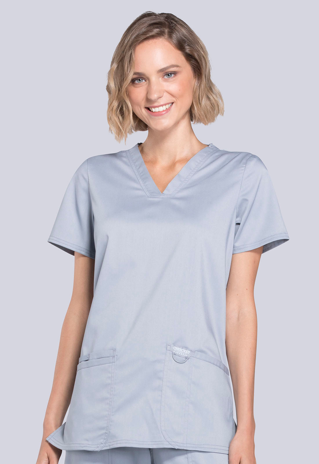 V-Neck Top- WW620- Light Gray