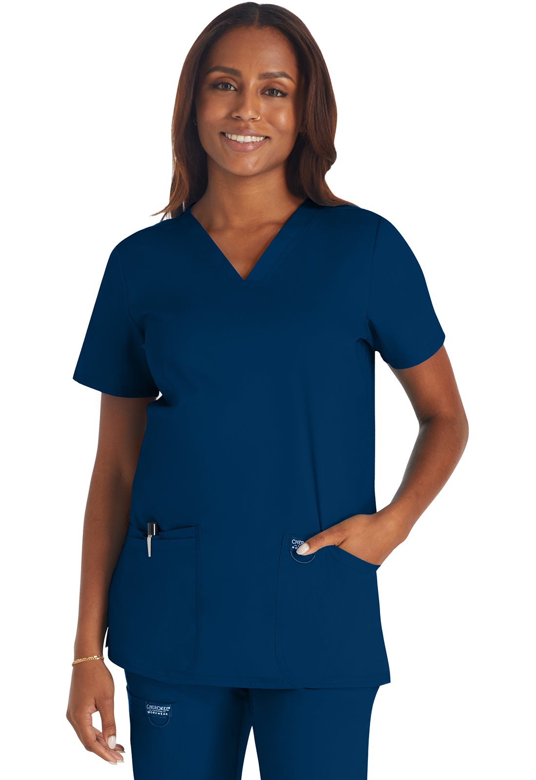 V-Neck Top- WW620- Navy