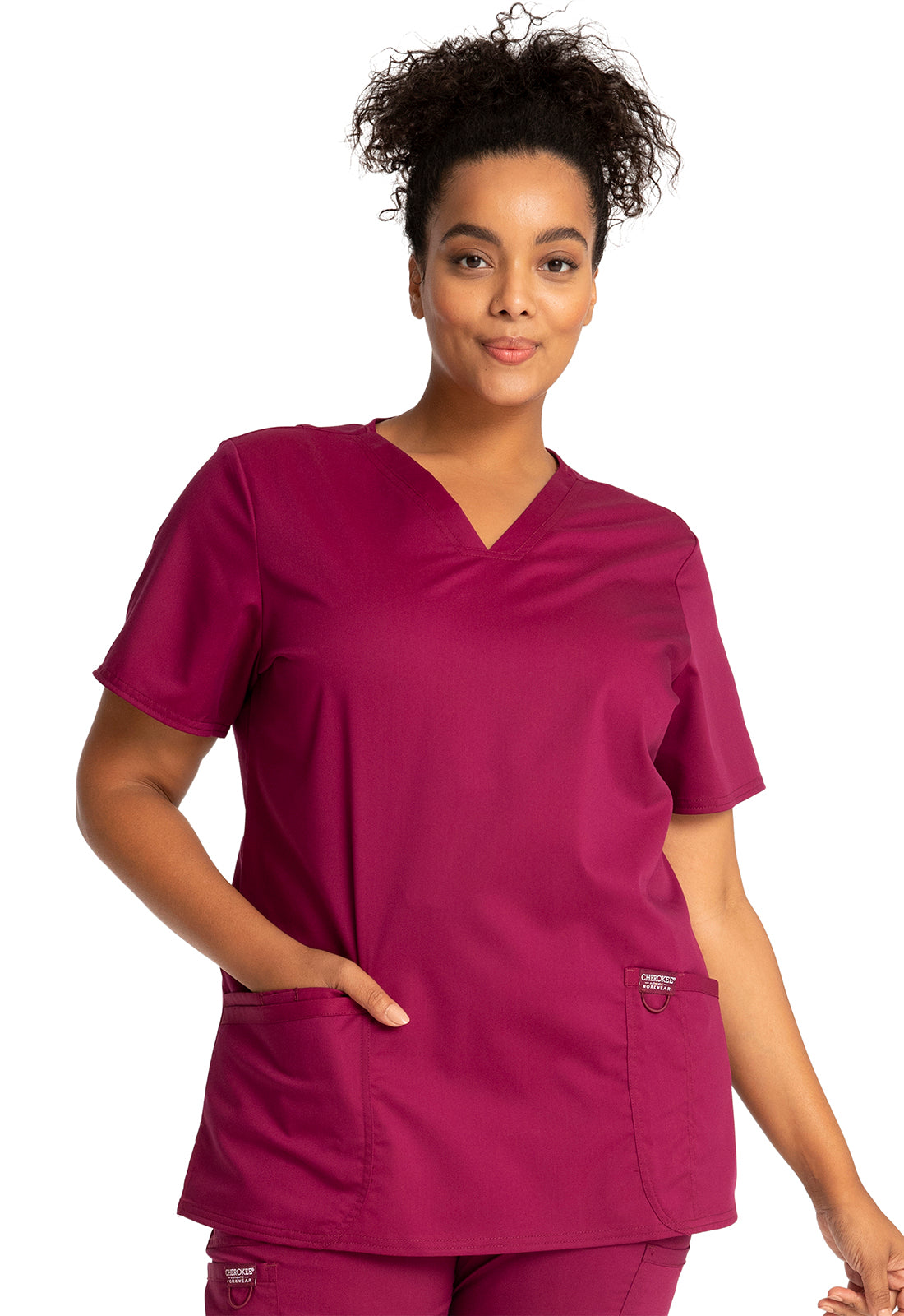 V-Neck Top- WW620- Wine